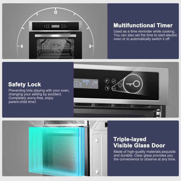 AMZCHEF 24" 2.5 cu. ft Convection Electric Single Wall Oven Wayfair